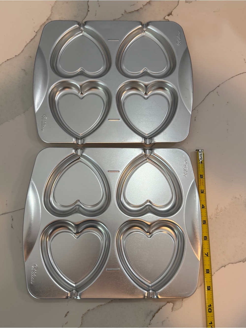 2 Wilton Silver Heart-Shaped cookie pop pans